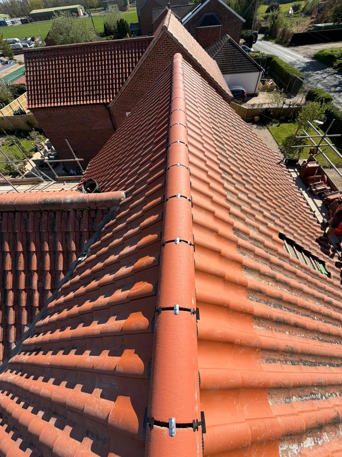 Finished clay pantile roof